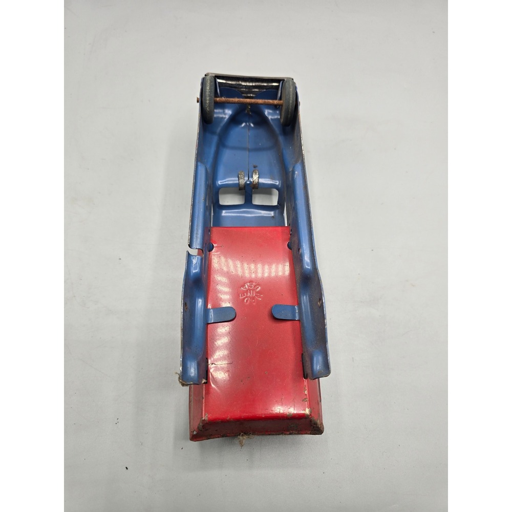 Vintage 1930s/40s Pressed Steel Blue Red Dump Truck Old Metal Toy Wyandotte - Picture 7 of 7